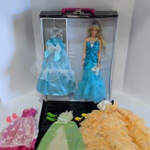 Barbie Doll with Disney Princess Inspired Dresses & Case